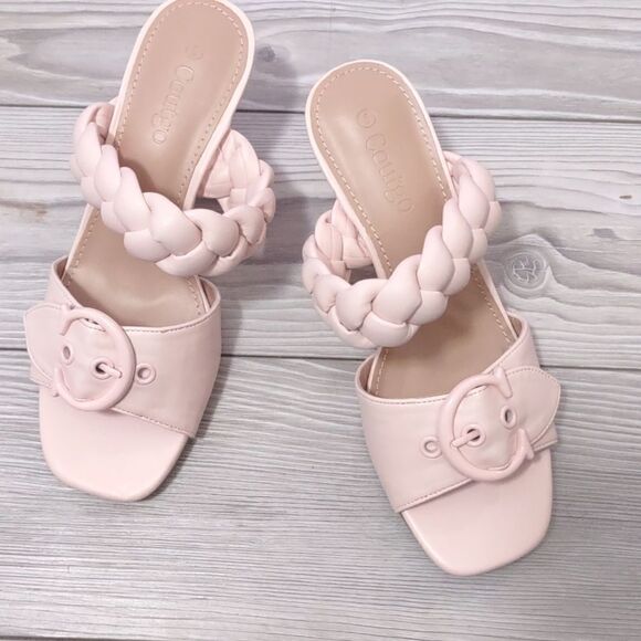 (68-2244) Coutgo Women's Braided Sandals Open Toe Kitten Heels Sz 5 - Picture 9 of 11